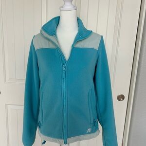Aeropostale Women's Aqua and White Fleece Jacket